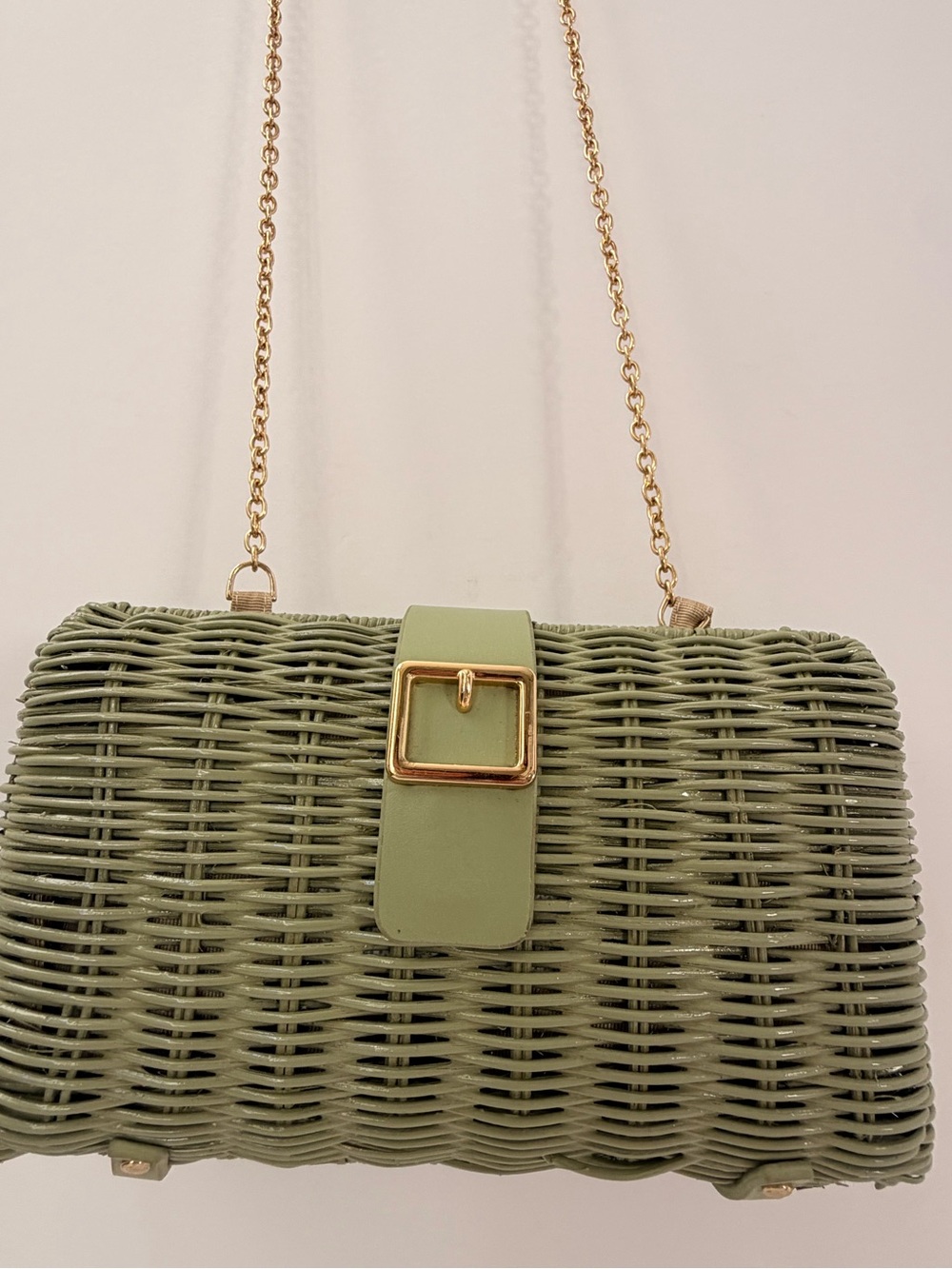 Zara Olive Green Woven Crossbody with Gold Buckle - Picture 7 of 10